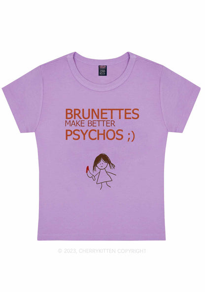 Curvy Brunettes Make Better Psychos Y2K Baby Tee Cherrykitten