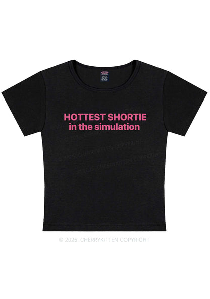 Hottest Shortie In The Simulation Y2K Baby Tee Cherrykitten