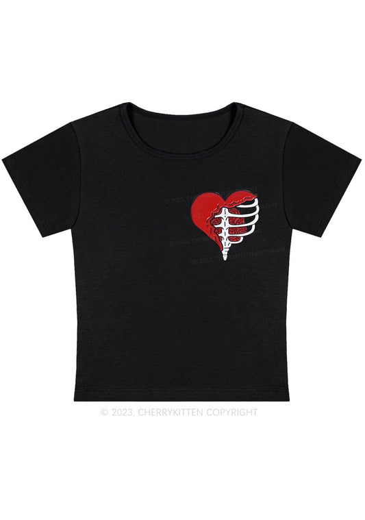 Heart Skeleton Halloween Baby Tee Cherrykitten