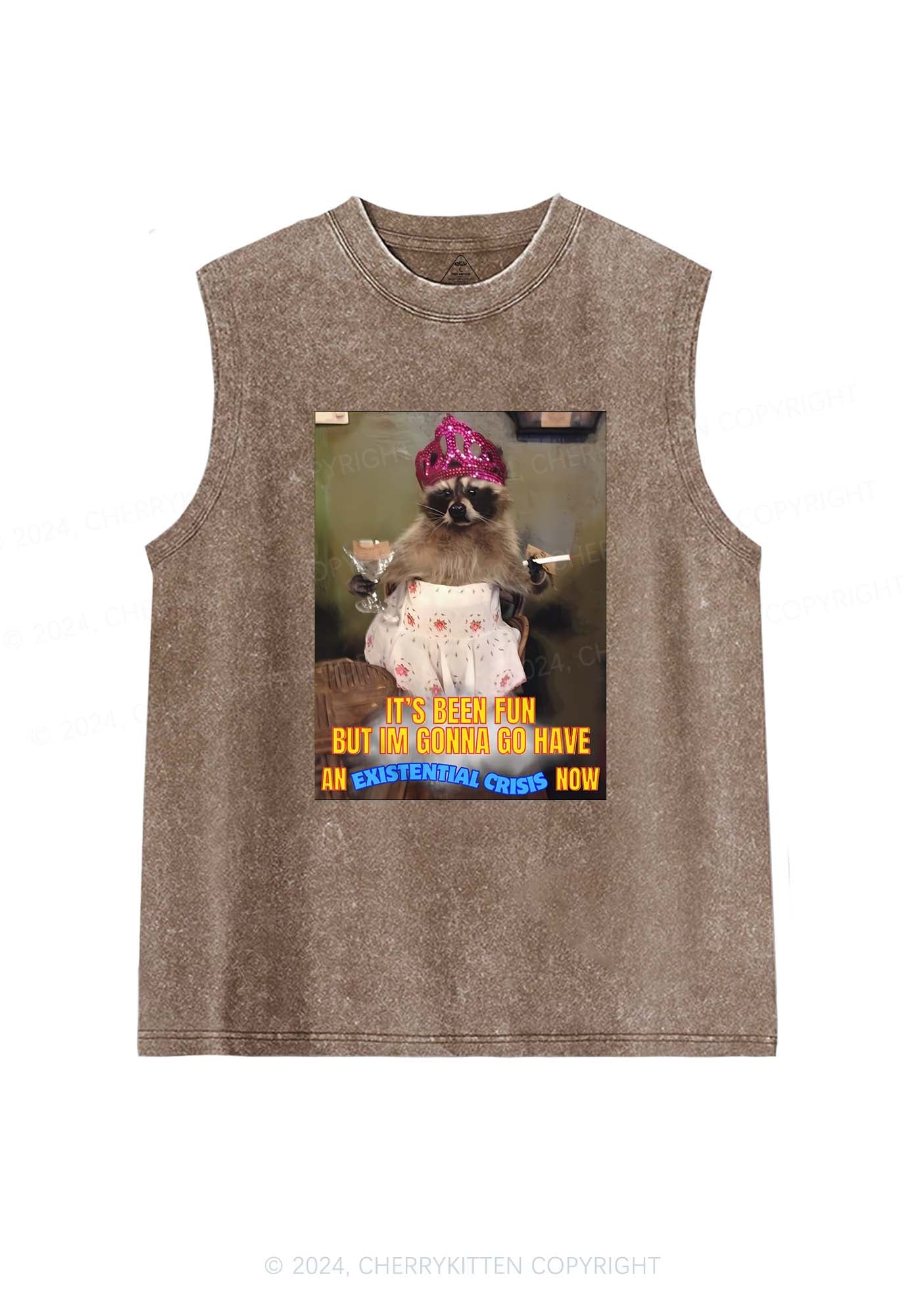 Raccoon Existential Crisis Y2K Washed Tank Cherrykitten