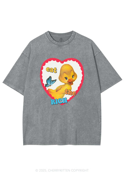 Eat The Rich Duck Y2K Washed Tee Cherrykitten