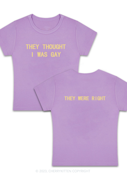 Curvy I Was Gay Two Sides Y2K Baby Tee Cherrykitten