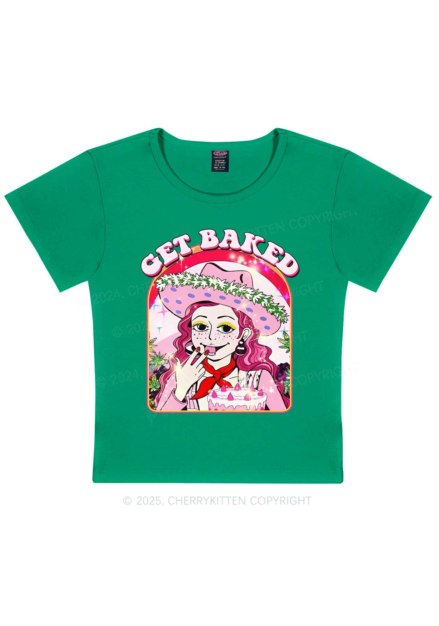 Get Baked Y2K Baby Tee Cherrykitten