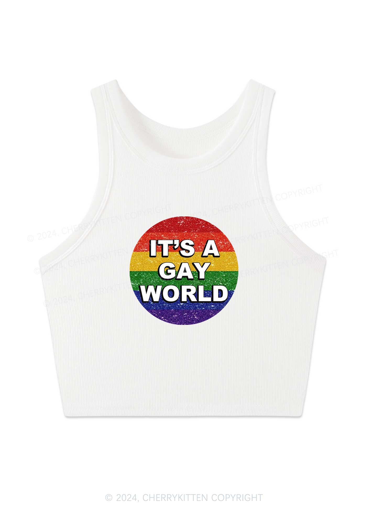 It's A Gay World Y2K Crop Tank Top Cherrykitten