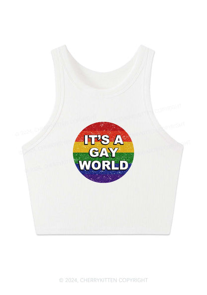 It's A Gay World Y2K Crop Tank Top Cherrykitten