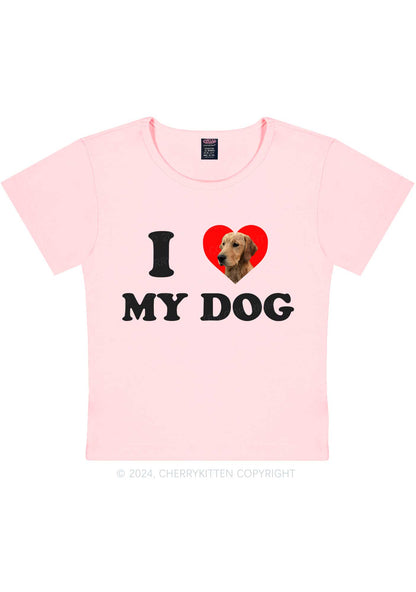 I Love My Dog Custom Photo Y2K Baby Tee Cherrykitten