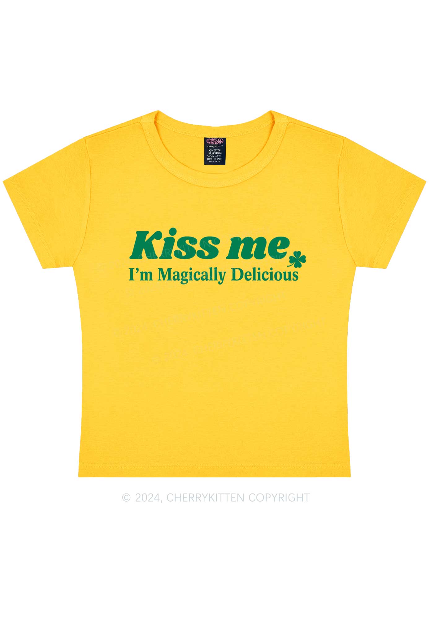 Im Magically Delicious St Patricks Y2K Baby Tee Cherrykitten