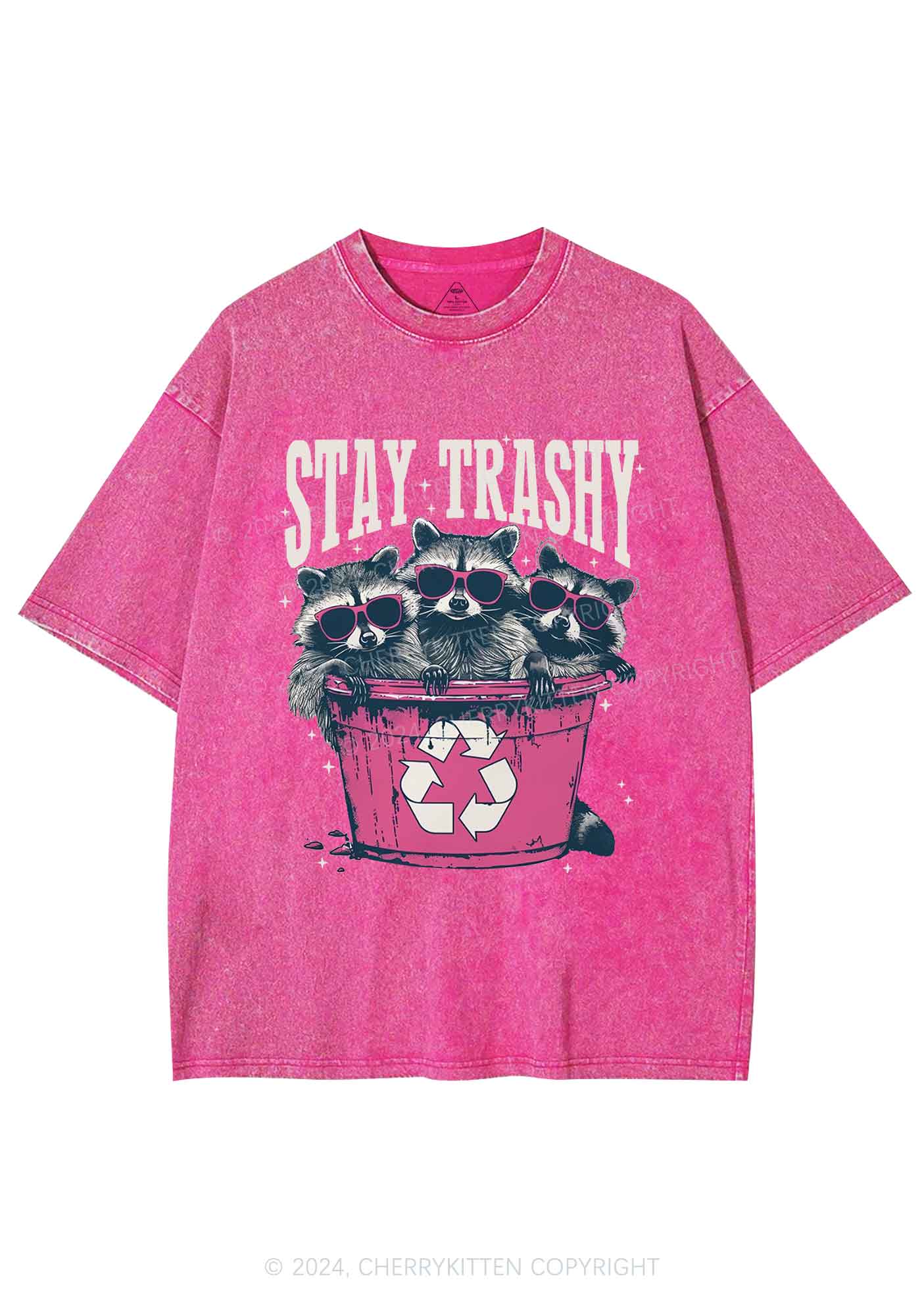 Three Raccoons Stay Trashy Y2K Washed Tee Cherrykitten