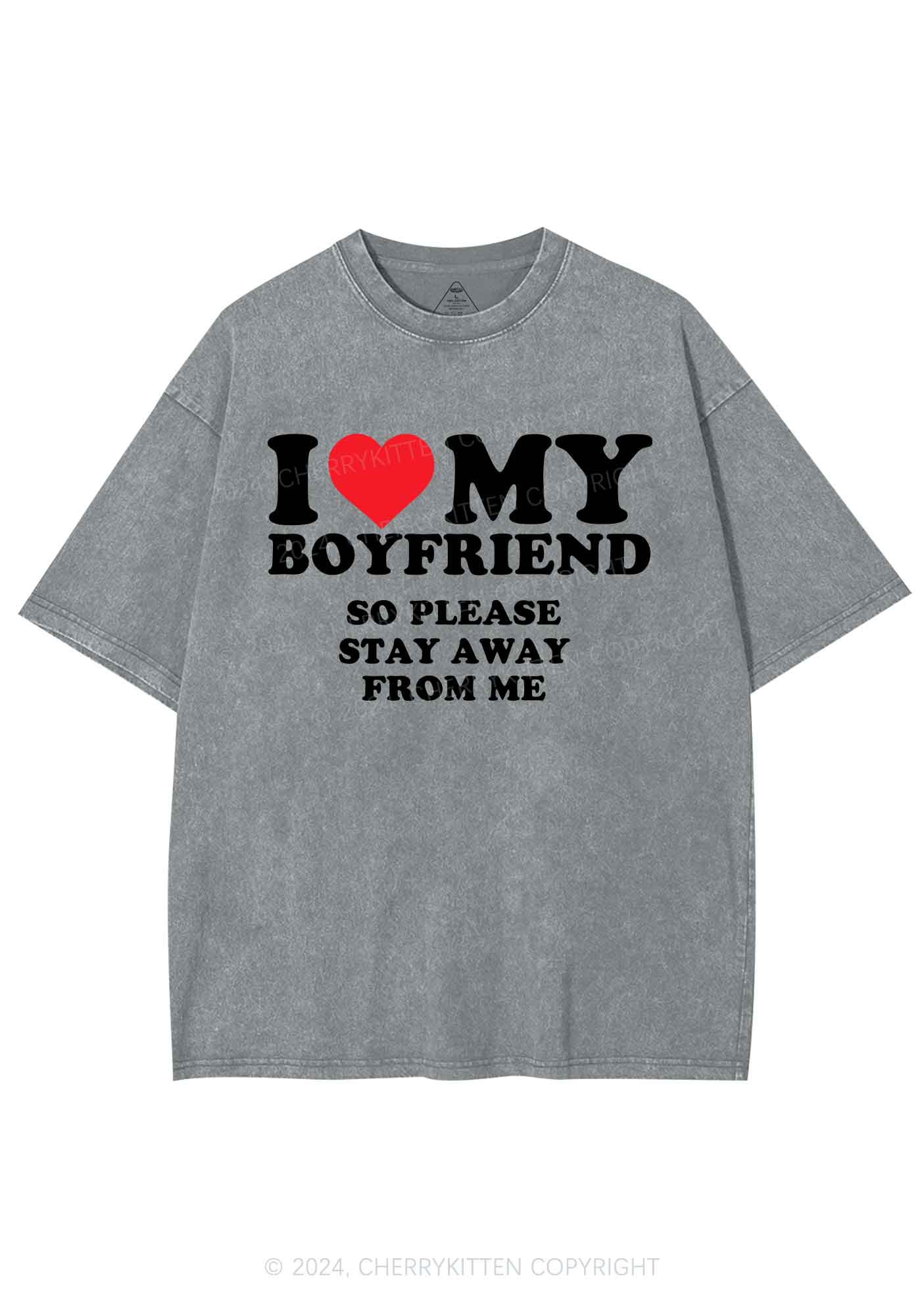 Stay Away From Me Y2K Valentine's Day Washed Tee Cherrykitten