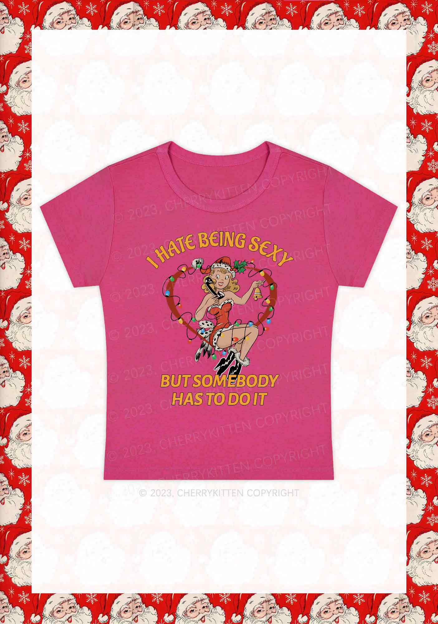 But Somebody Has To Do It Christmas Y2K Baby Tee Cherrykitten