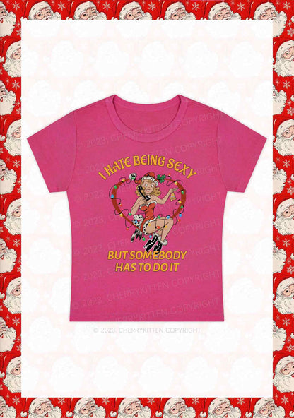 But Somebody Has To Do It Christmas Y2K Baby Tee Cherrykitten