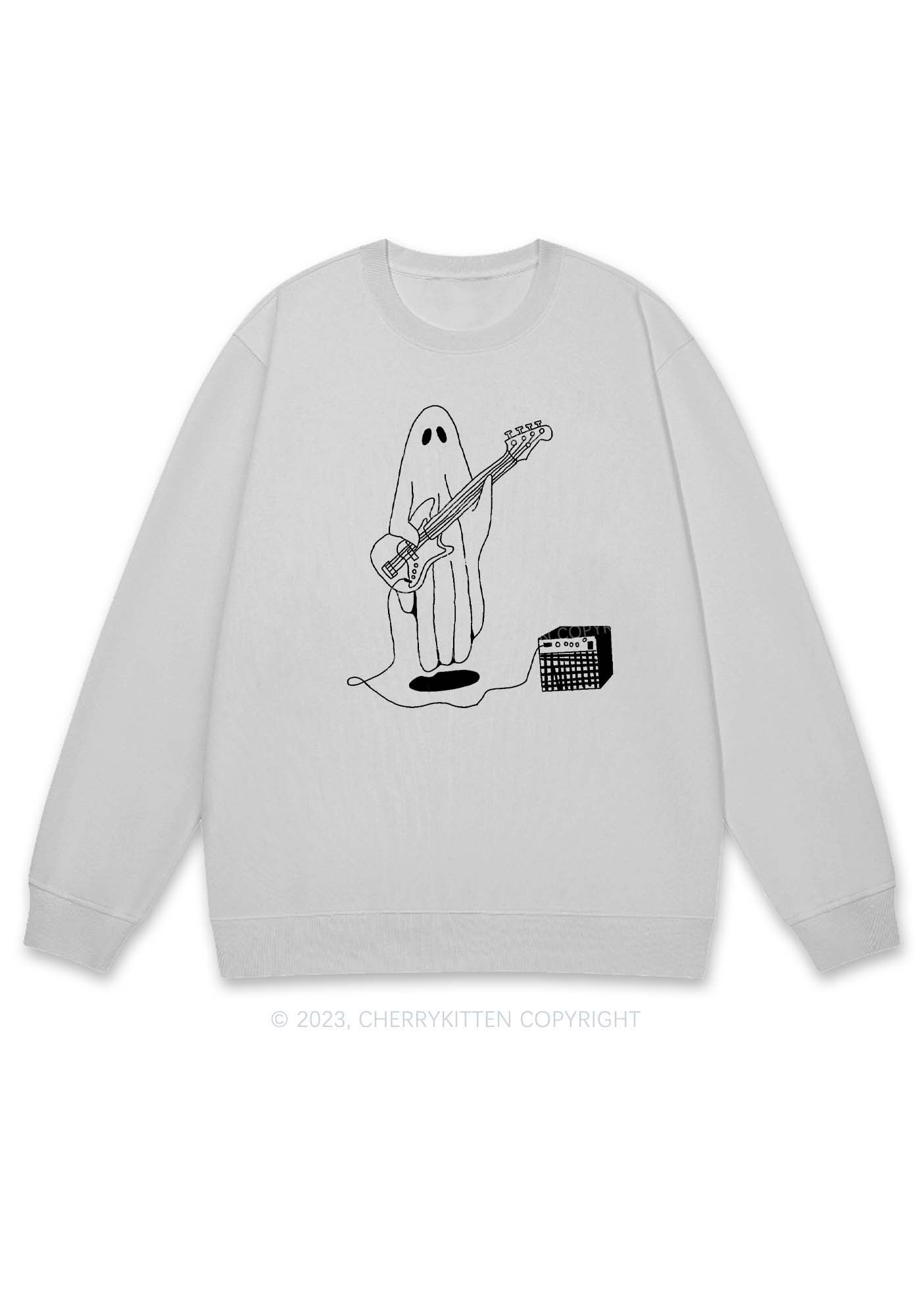 Ghost Guitar Player Halloween Y2K Sweatshirt Cherrykitten