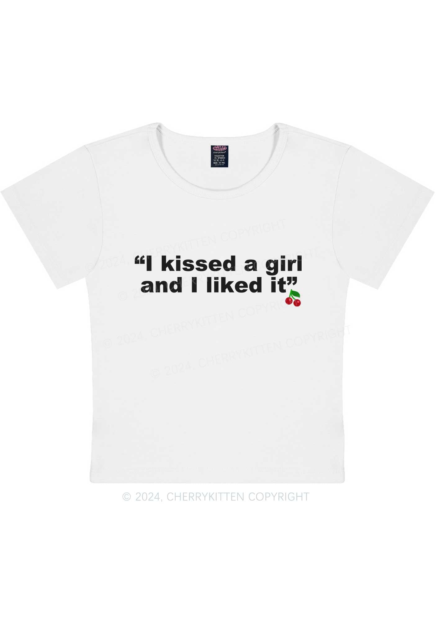 I Kissed A Girl Y2K Baby Tee Cherrykitten