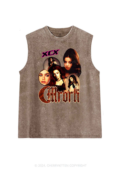 Custom Vintage Portrait Y2K Washed Tank Cherrykitten