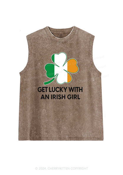 Get Lucky Irish Girl St Patricks Y2K Washed Tank Cherrykitten