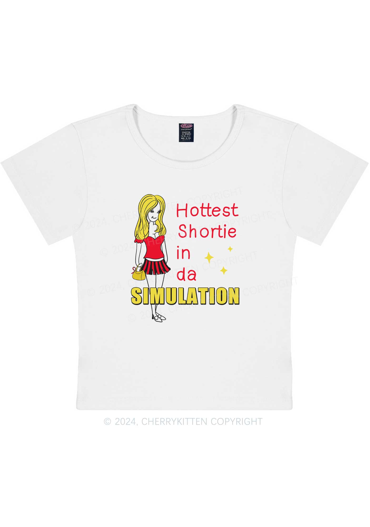 Hottest Shortie In Simulation Y2K Baby Tee Cherrykitten