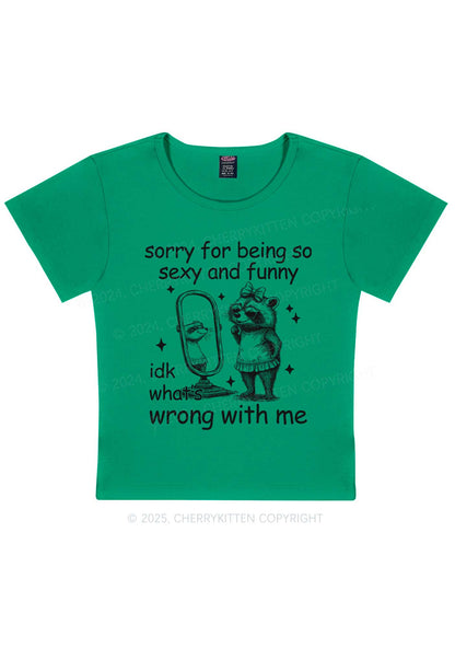 So Funny Raccoon Y2K Baby Tee Cherrykitten