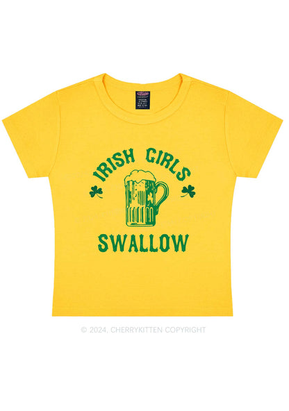 Irish Girls Swallow St Patricks Y2K Baby Tee Cherrykitten