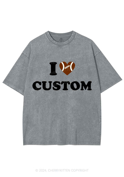 I Love Custom Football Y2K Super Bowl Washed Tee Cherrykitten