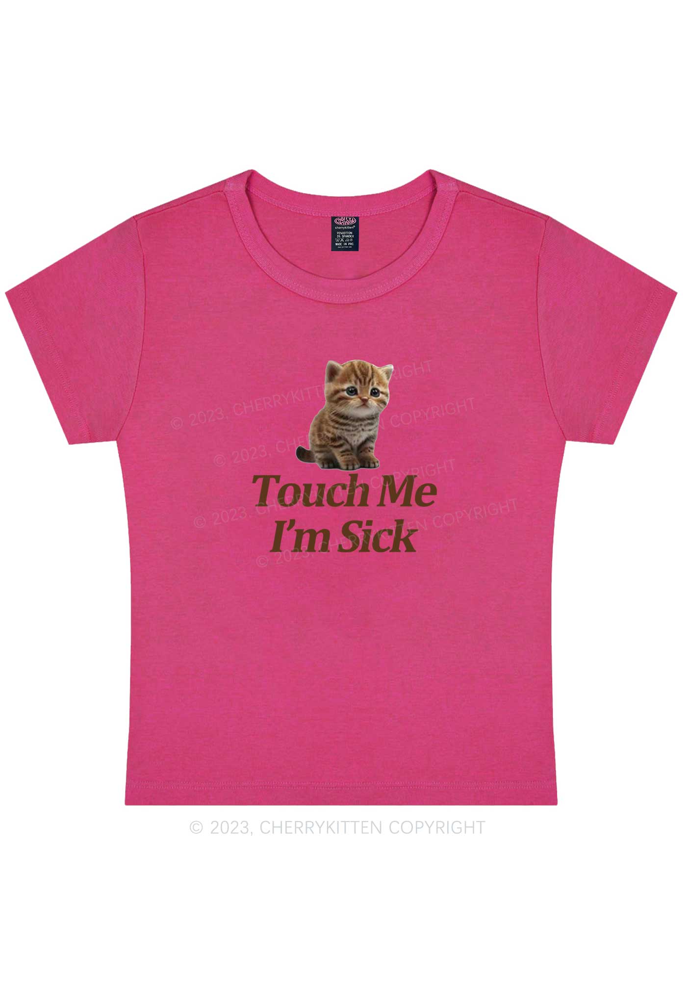 Curvy I'm Sick Cat Y2K Baby Tee Cherrykitten