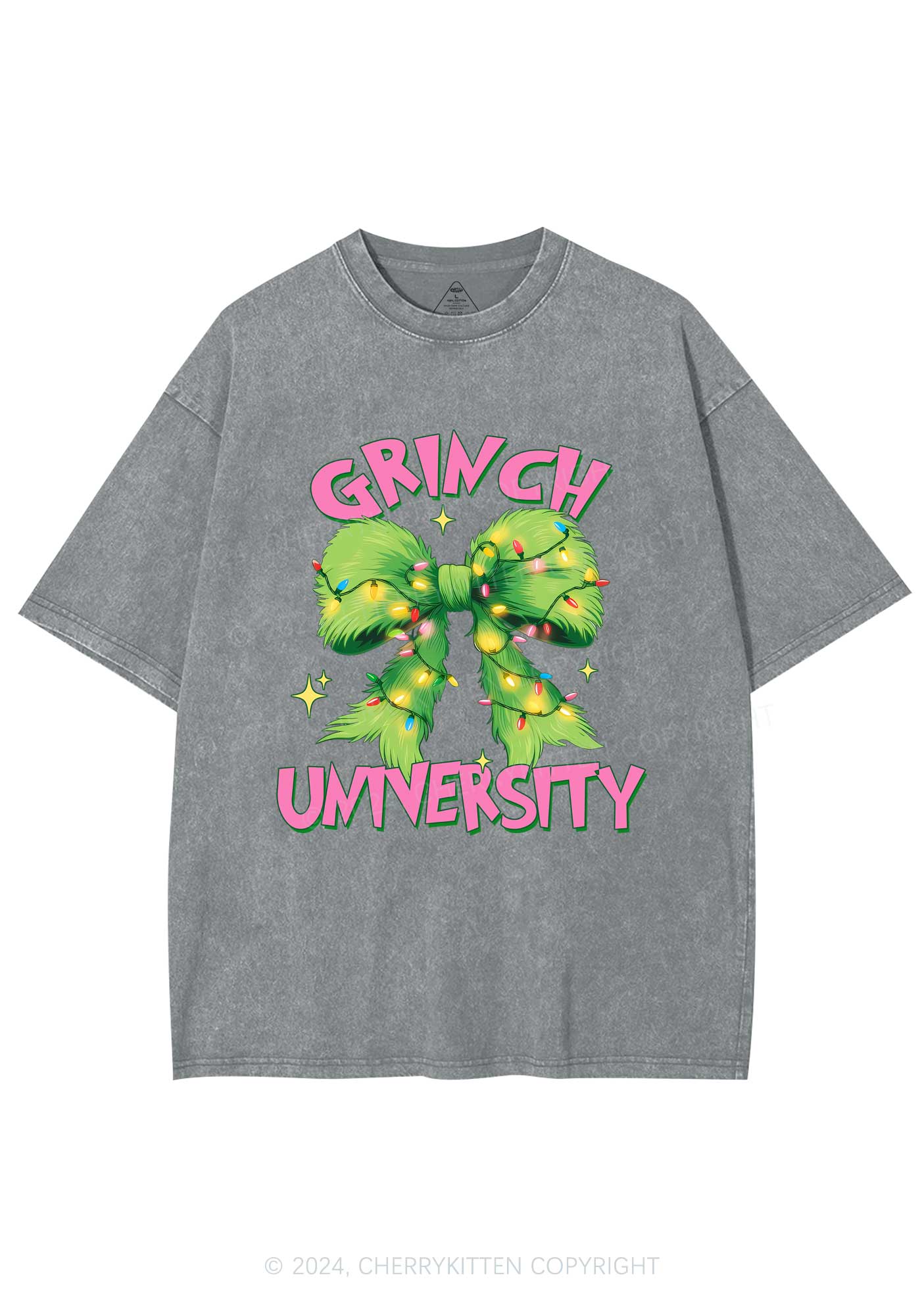 Christmas Green University Y2K Washed Tee Cherrykitten