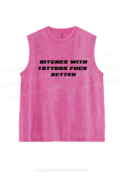 Bxxches With Tattoos Fxxk Better Y2K Washed Tank Cherrykitten