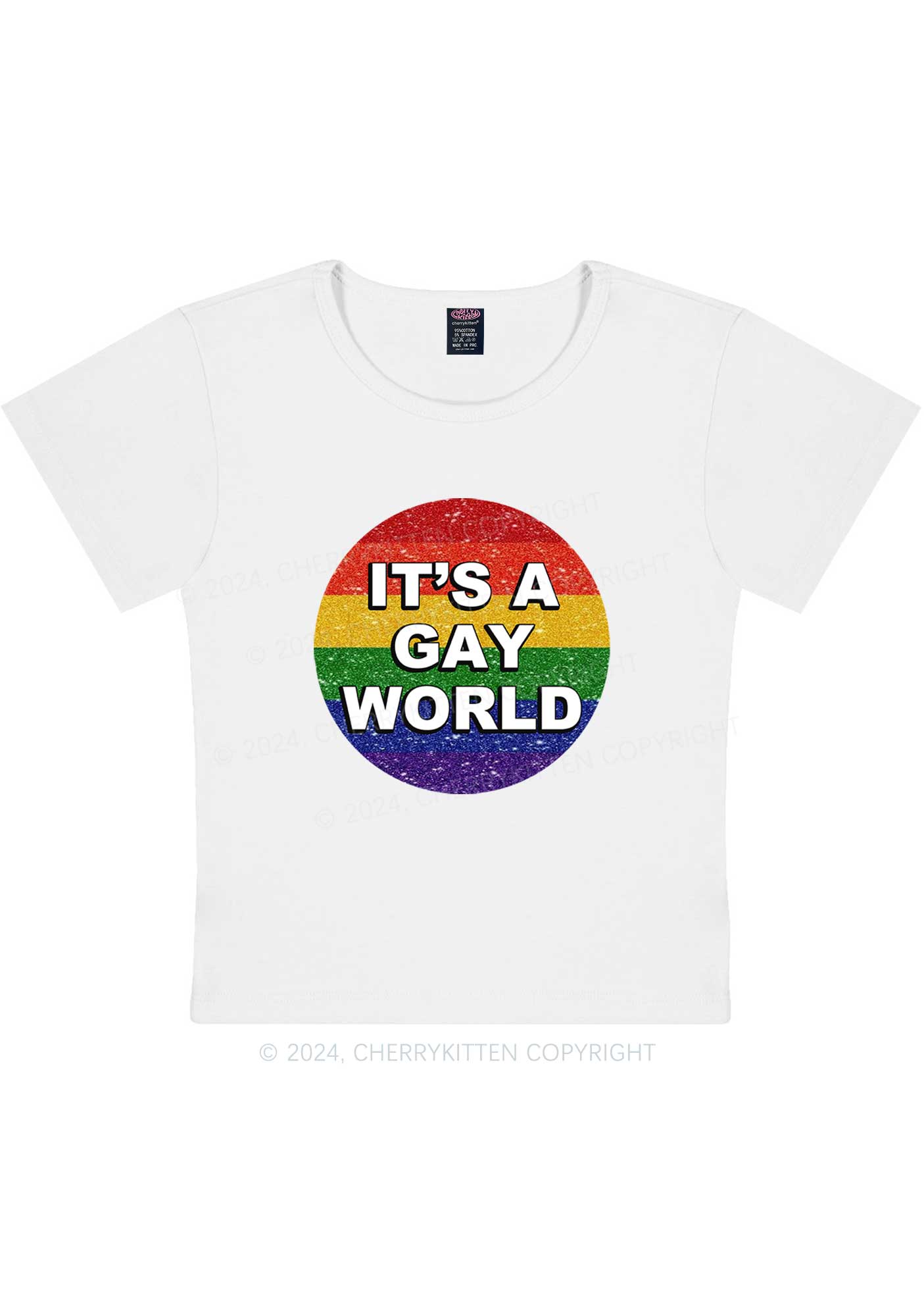 It's A Gay World Y2K Baby Tee Cherrykitten