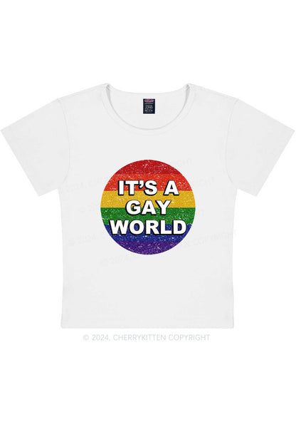 It's A Gay World Y2K Baby Tee Cherrykitten