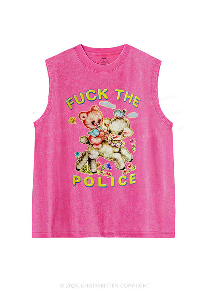 Baby Sheep Fxxk Police Y2K Washed Tank Cherrykitten