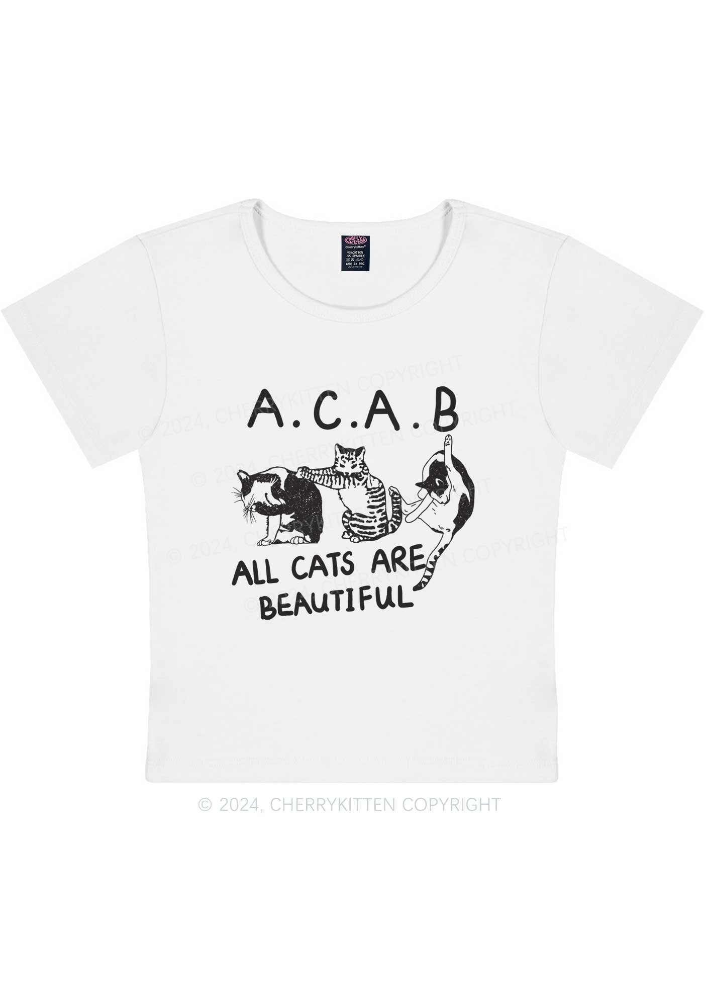 ACAB Cats Y2K Baby Tee Cherrykitten