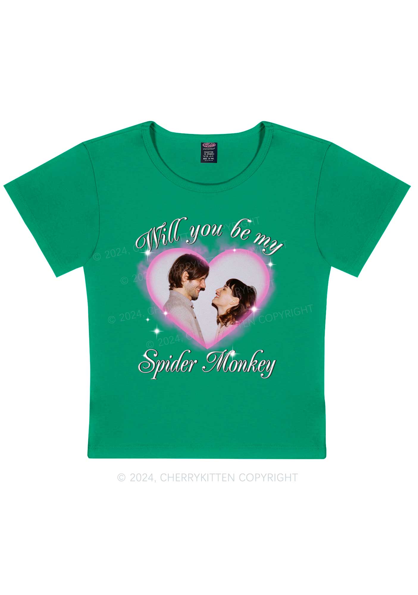 Spider Monkey Custom Photo Y2K Valentine's Day Baby Tee Cherrykitten