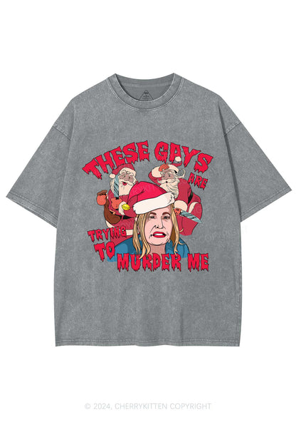 Christmas Gays Murder Me Y2K Washed Tee Cherrykitten