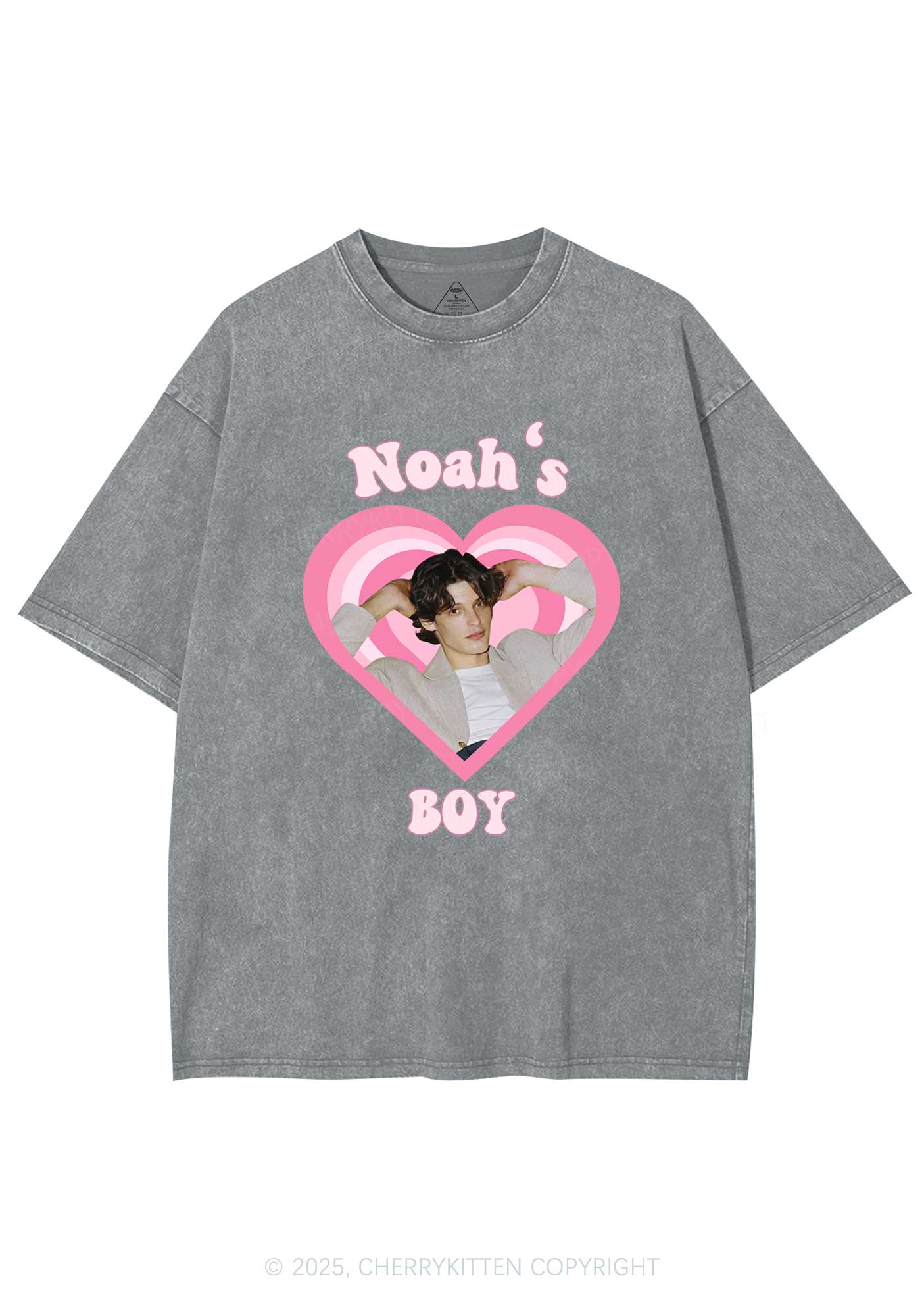 Custom Noahs Girl Photo Y2K Valentine's Day Washed Tee Cherrykitten