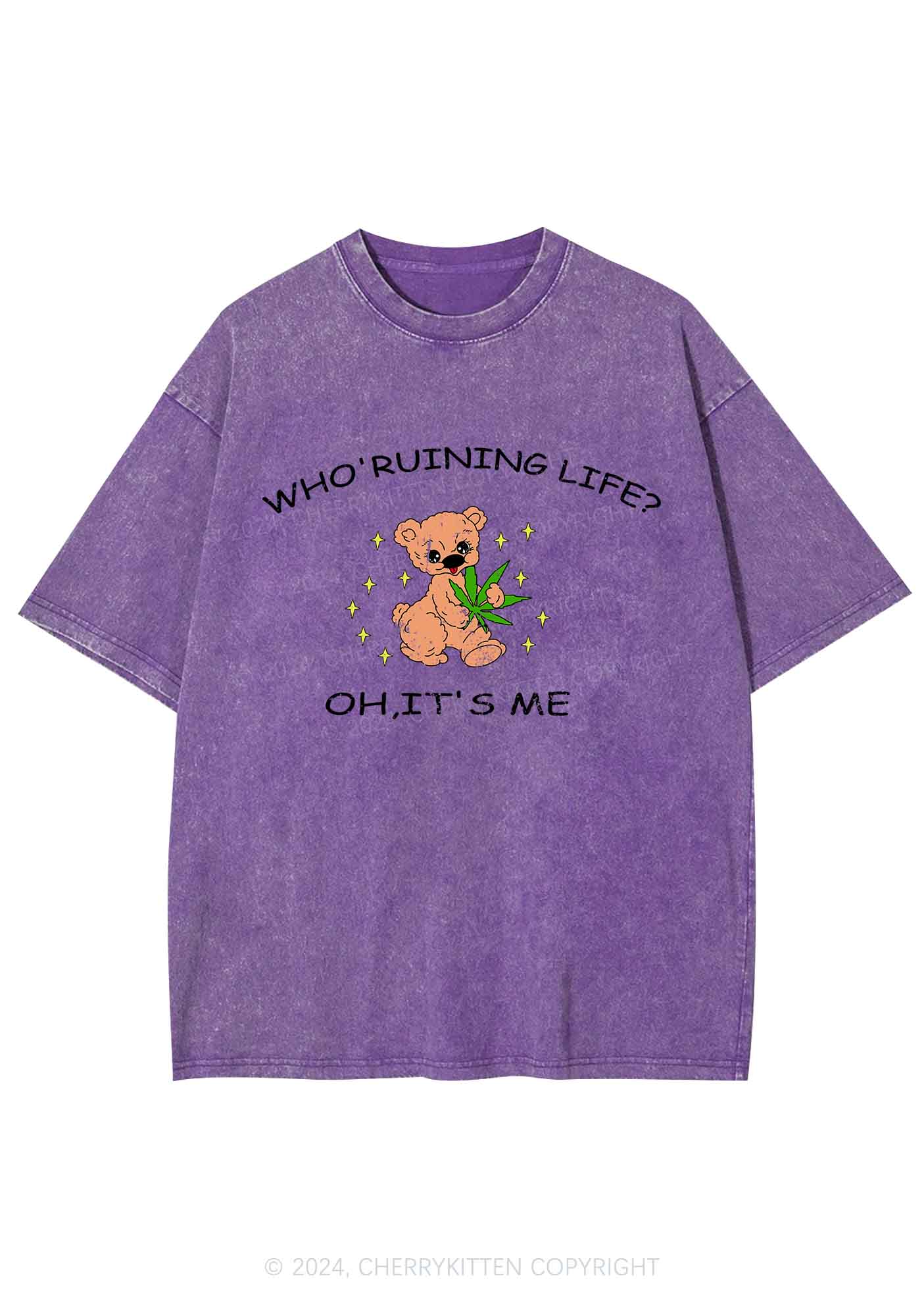 Who' Ruining Life Y2K Washed Tee Cherrykitten