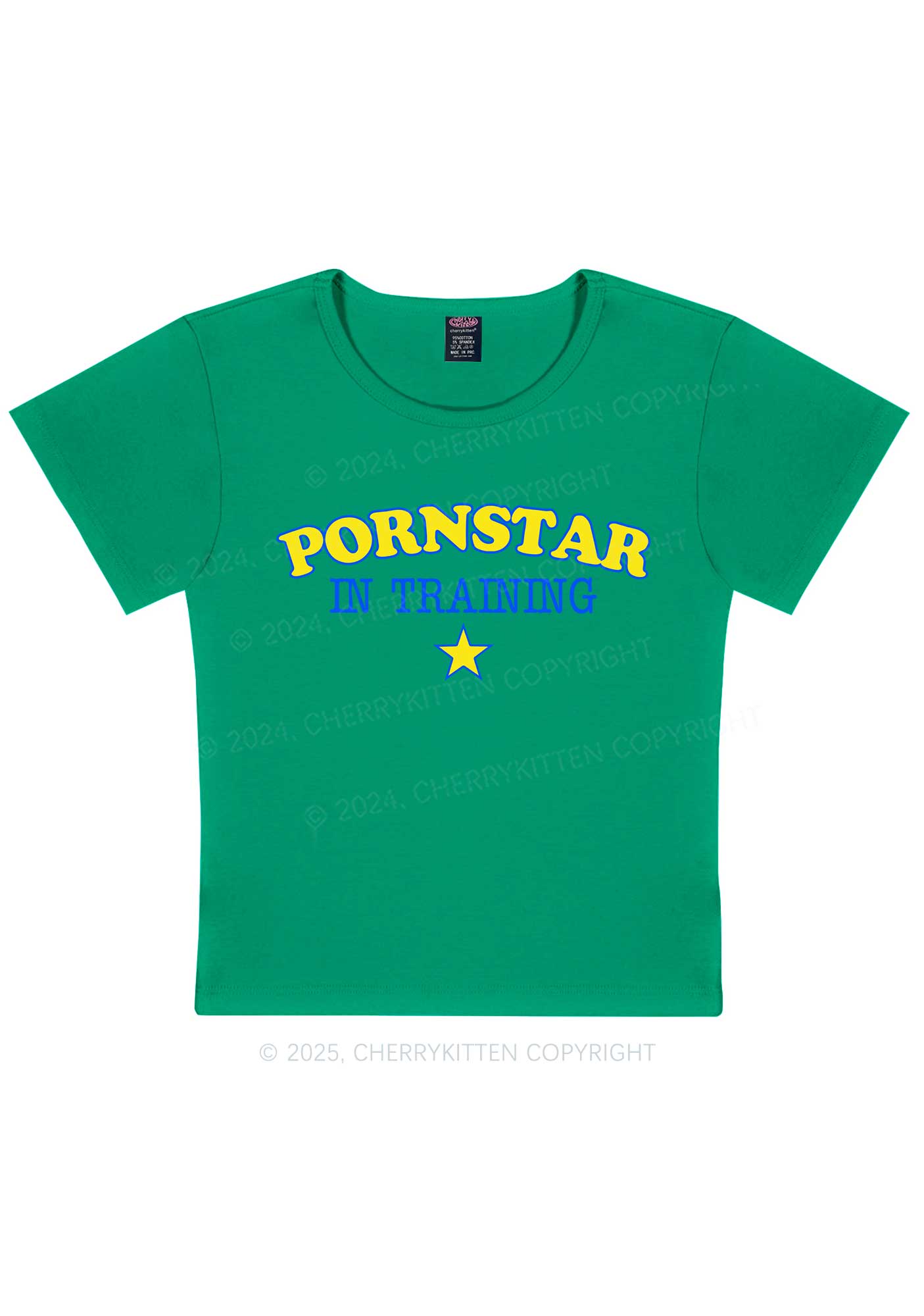 Pxrnstar In Training Y2K Baby Tee Cherrykitten