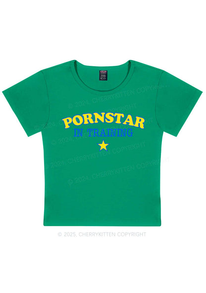 Pxrnstar In Training Y2K Baby Tee Cherrykitten