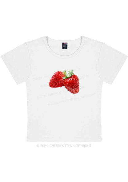 Curvy Pretty Strawberry Y2K Baby Tee Cherrykitten