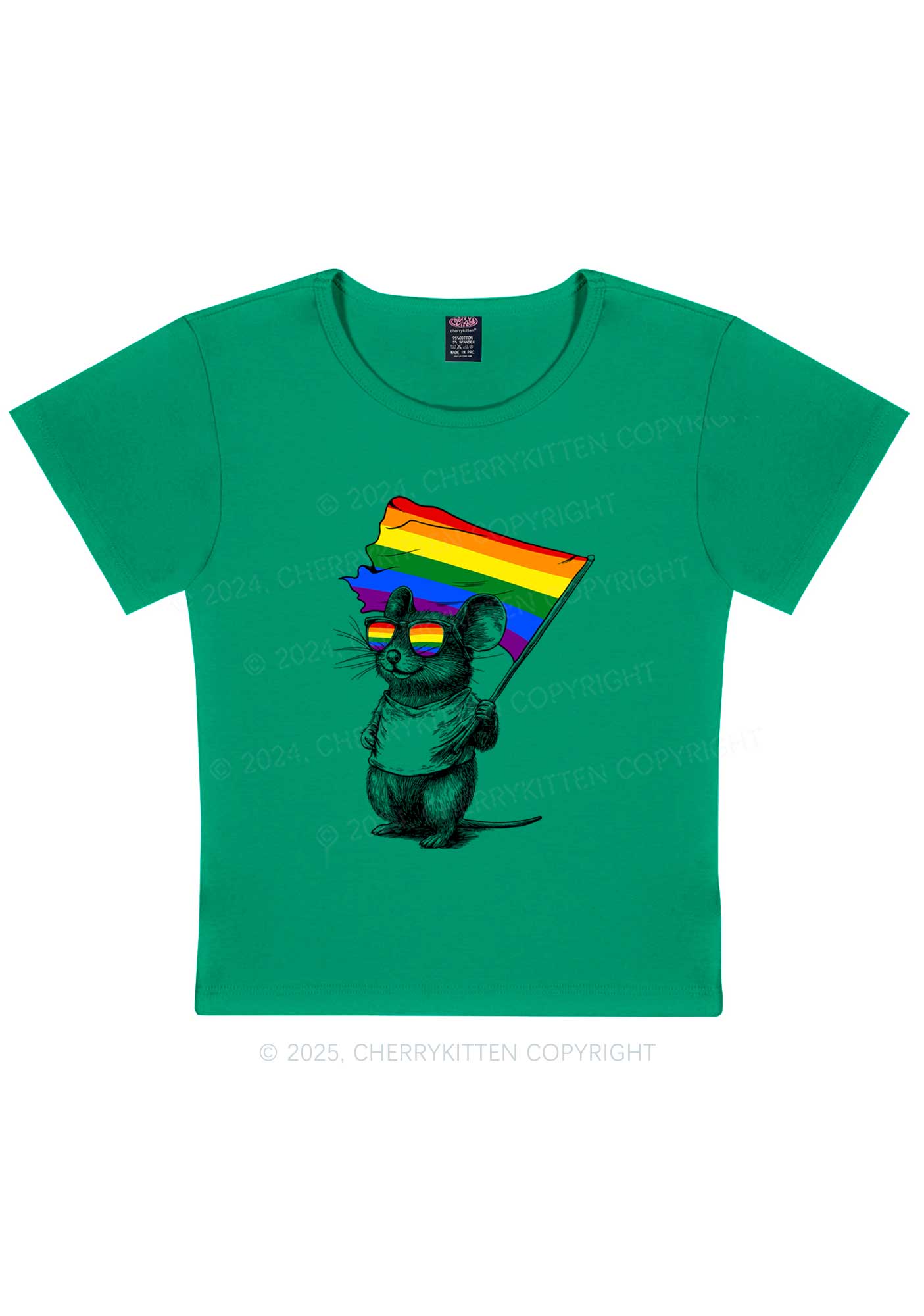 Rainbow Flag Rat Y2K Baby Tee Cherrykitten