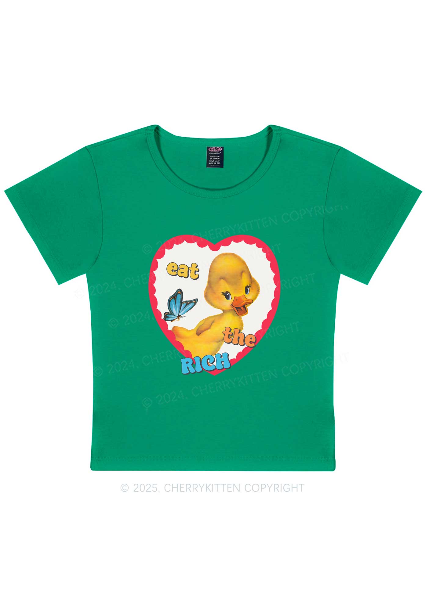 Eat The Rich Duck Y2K Baby Tee Cherrykitten