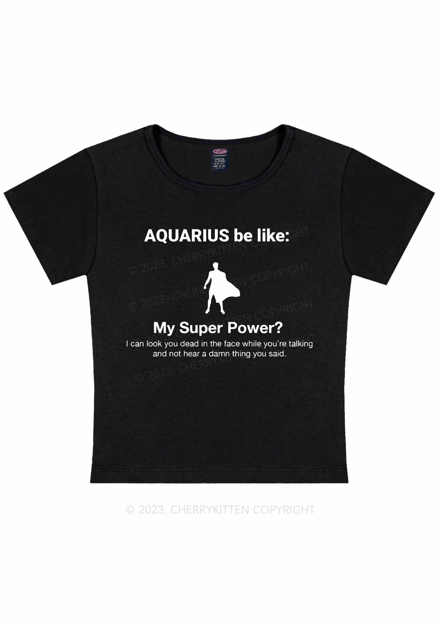 Curvy Aquarius Super Power Y2K Baby Tee Cherrykitten