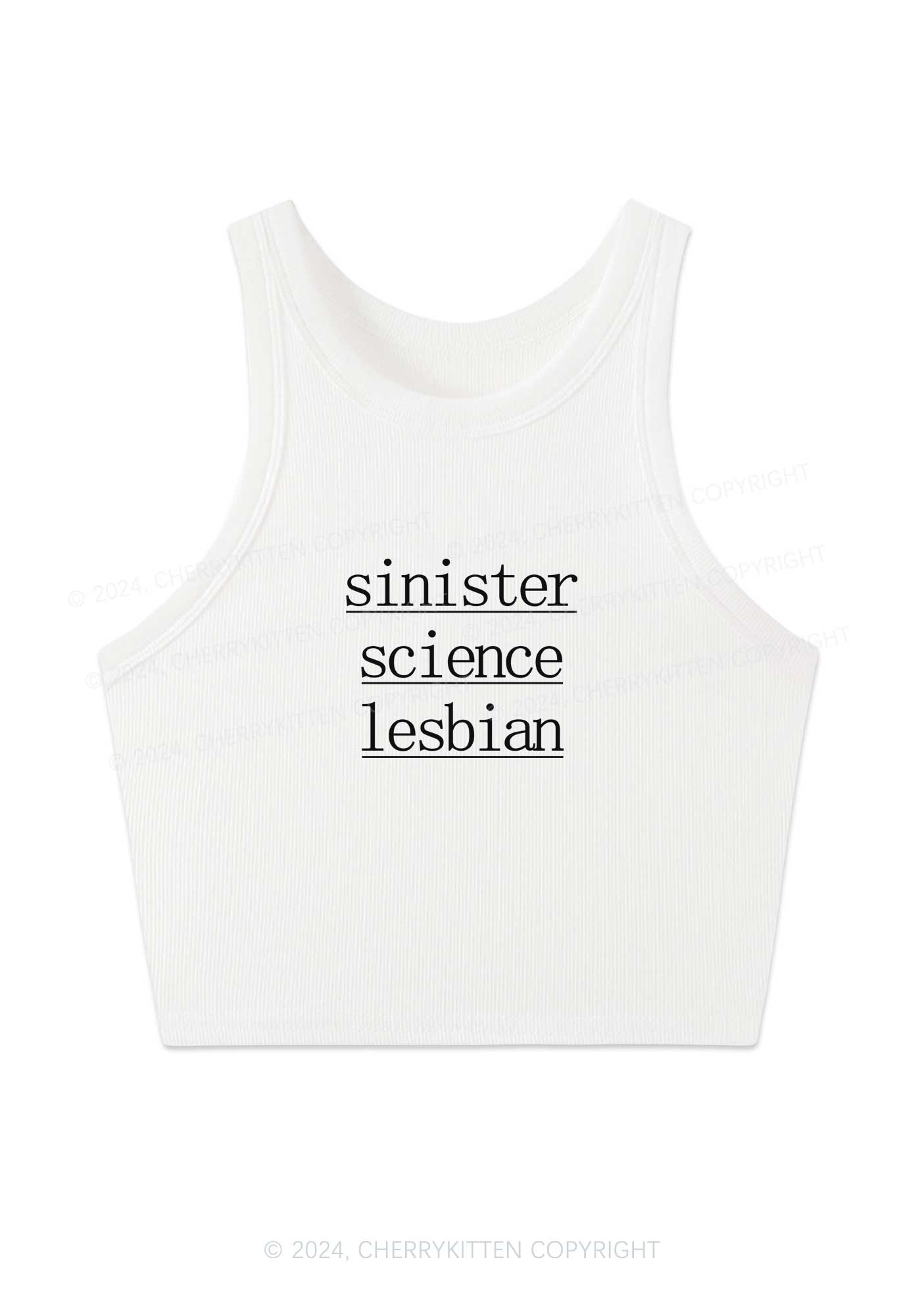 Sinister Science Lesbian Y2K Crop Tank Top Cherrykitten