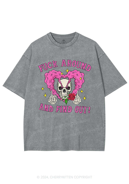 Halloween Fxxk Around Y2K Washed Tee Cherrykitten