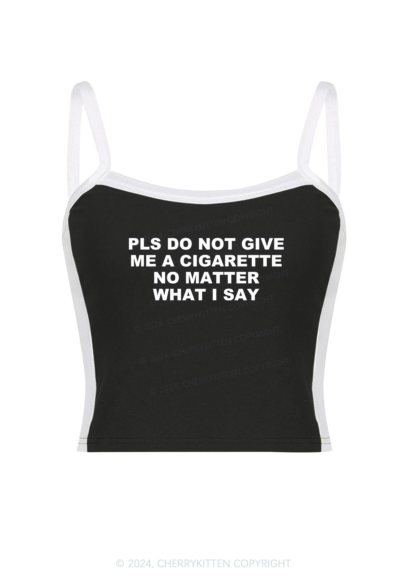 Dont Give Me Cigarette Y2K Color Block Crop Cami Top Cherrykitten