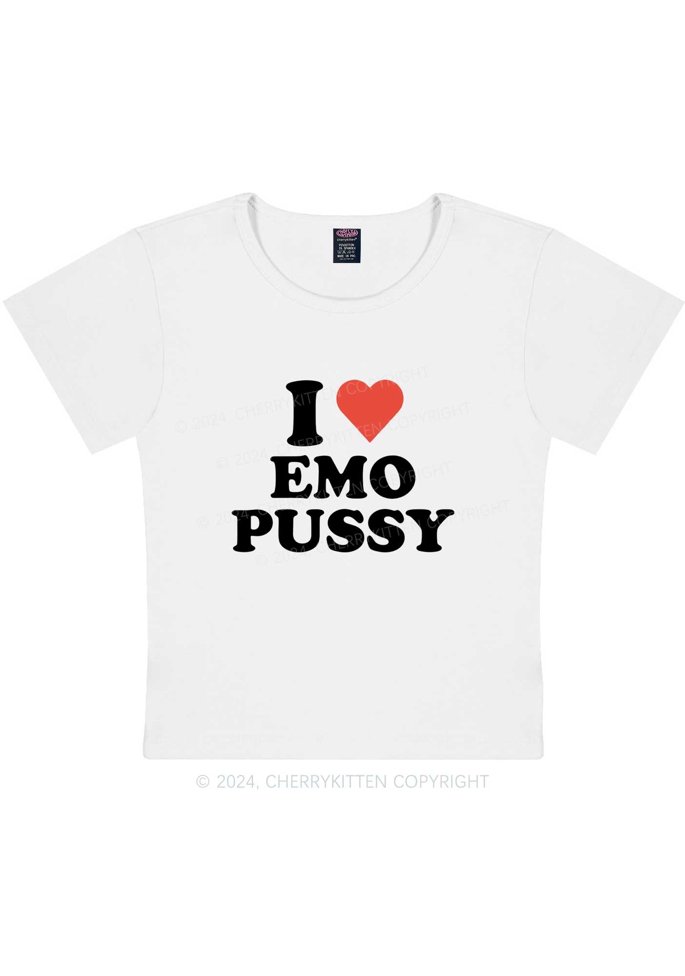 Curvy I Love EMO Puxxy Y2K Baby Tee Cherrykitten