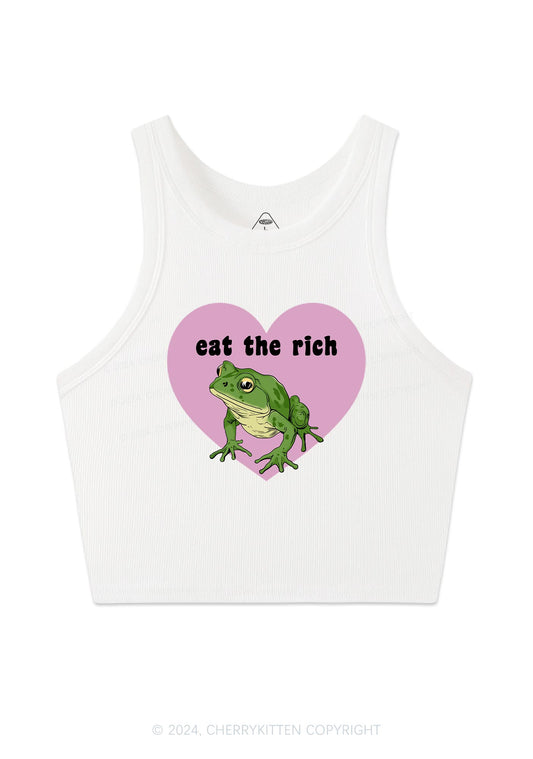 Eat The Rich Frog Y2K Crop Tank Top Cherrykitten