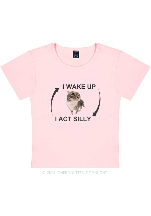 Wake Up Act Silly Y2K Baby Tee Cherrykitten