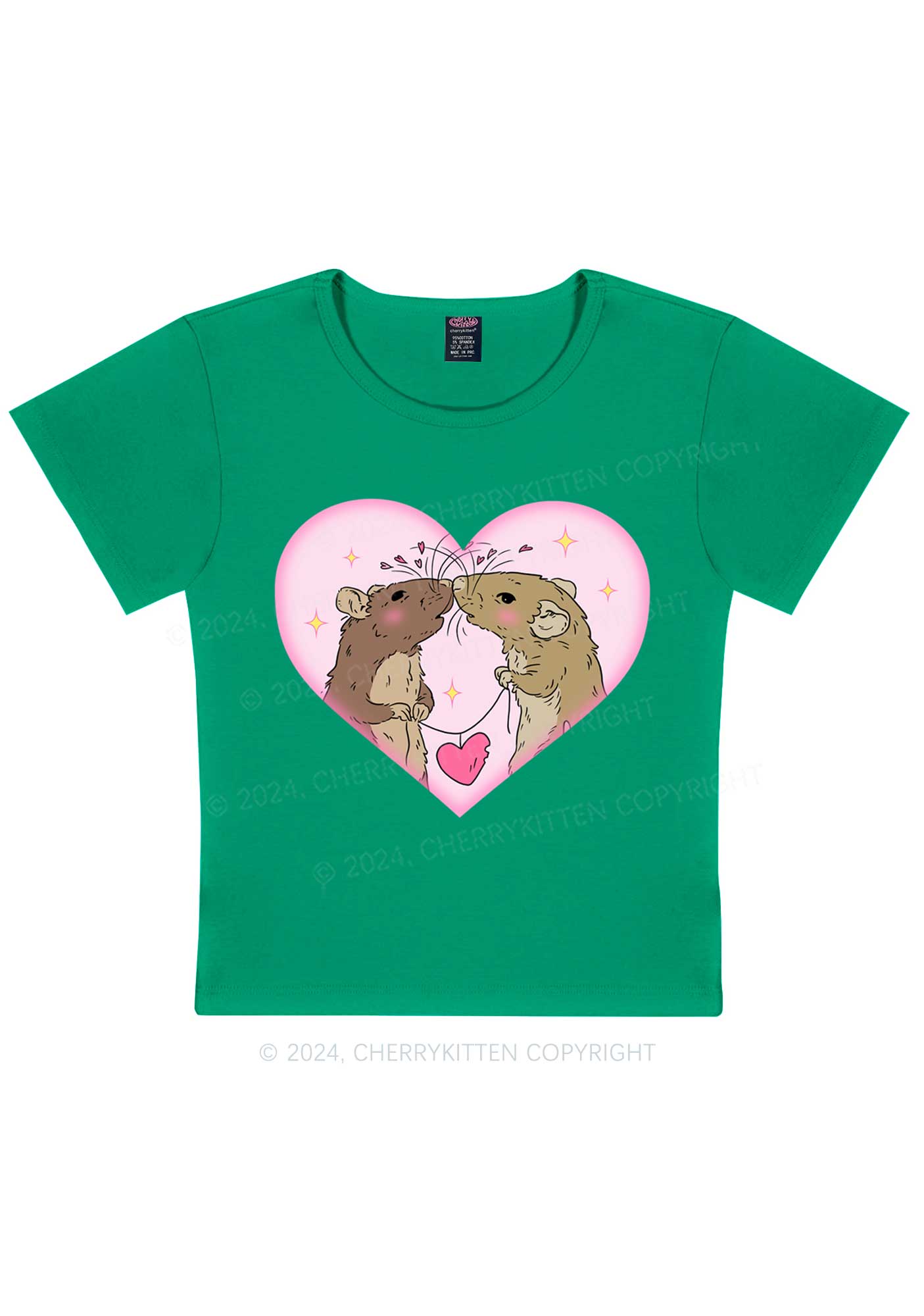 Two Rats Kiss Y2K Valentine's Day Baby Tee Cherrykitten