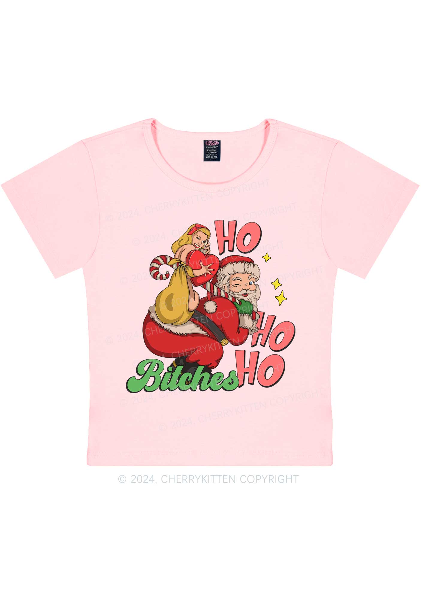 Christmas Ho Ho Ho Bxxches Y2K Baby Tee Cherrykitten