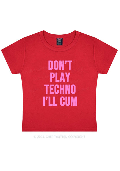 Don't Play Techno Y2K Baby Tee Cherrykitten