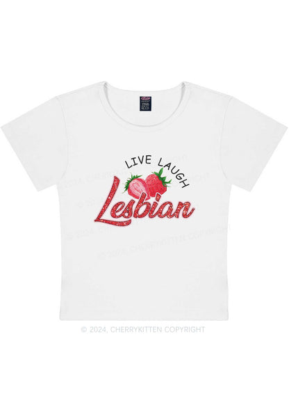 Live Laugh Lesbian Y2K Baby Tee Cherrykitten